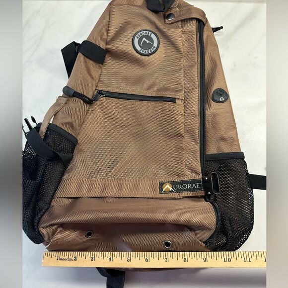 Aurorae Yoga Sling Backpack Mat Multipurpose Crossbody, Multipockets, Brown - Picture 8 of 9